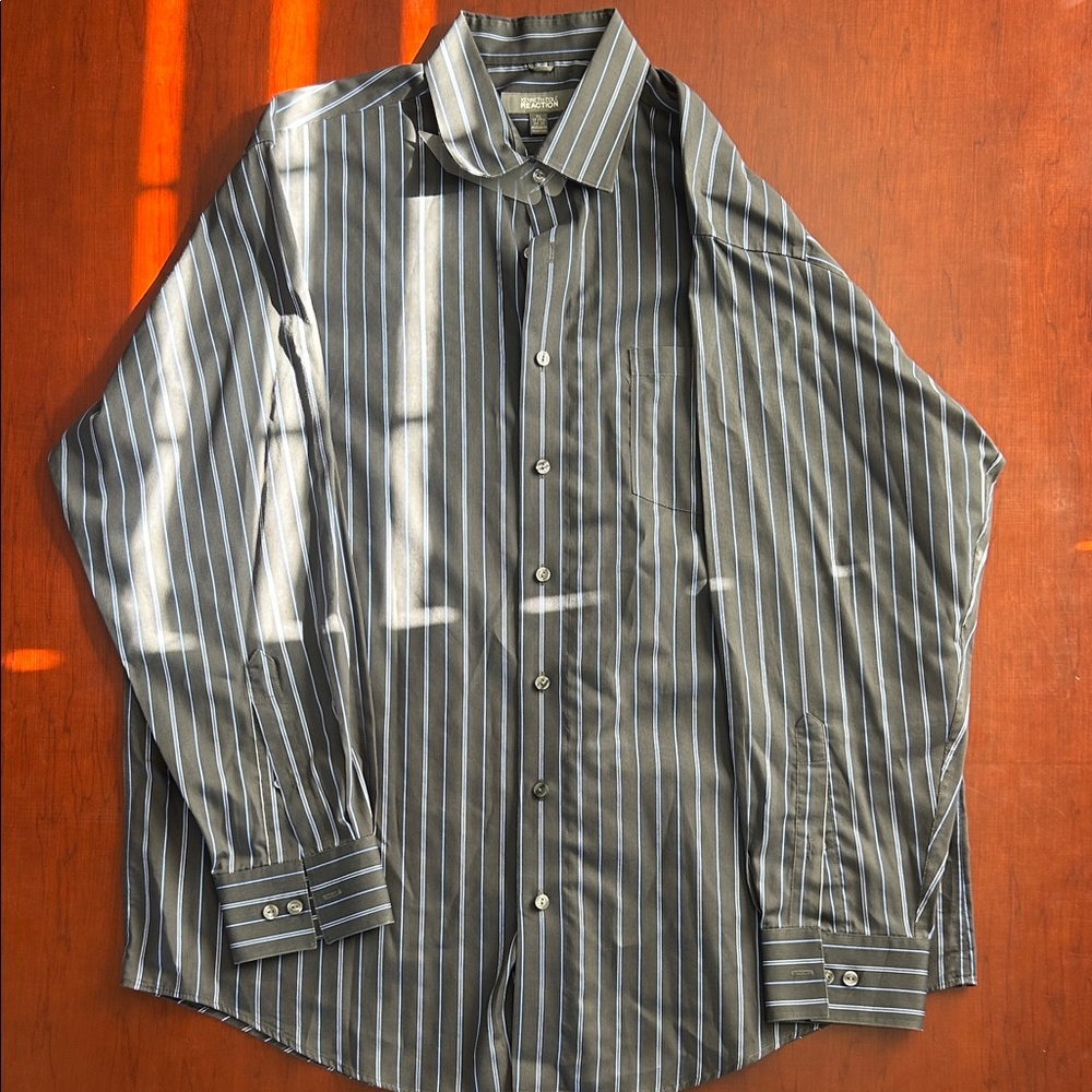 Kenneth Cole Men's Black and White Striped Shirt